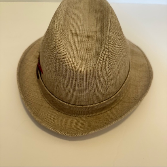 Stetson Fedora Plaid Light Brown with Feather Size 7 3/8 - Picture 4 of 8